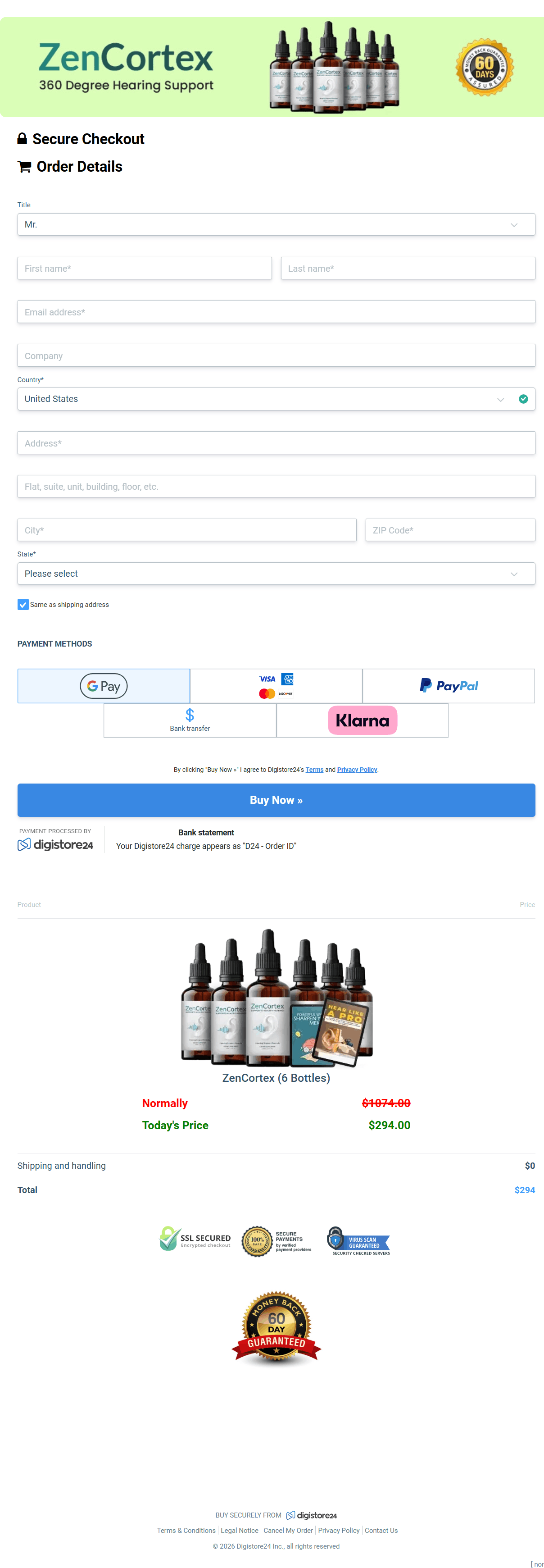 Zencortex - Order Page